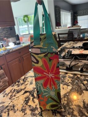 thirty-one Teal Multi Floral Wine Tote